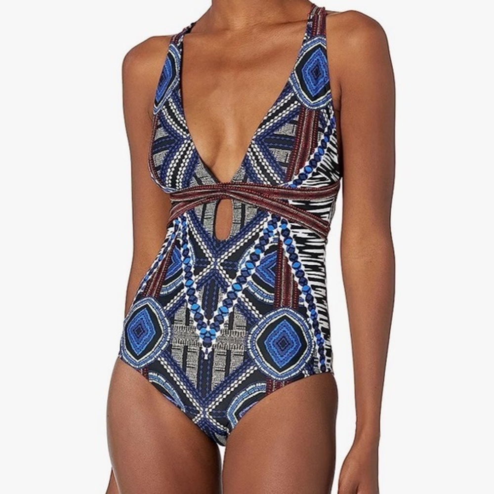 Coastal Blue fully lined tummy control one piece. NWT